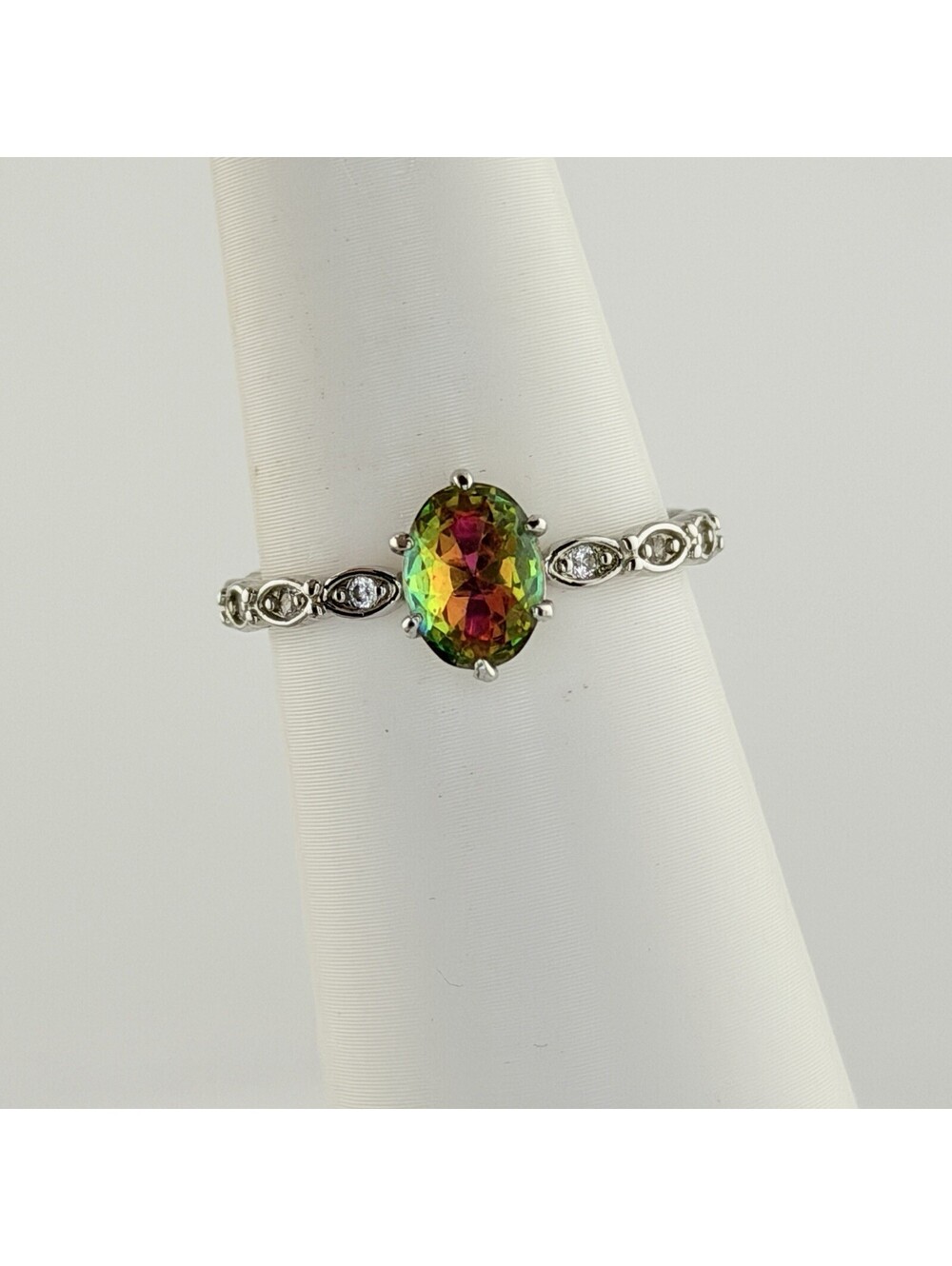 Bomb Party RETRO Ring Size 9 Rainbow Topaz on Rhodium (No Bag)